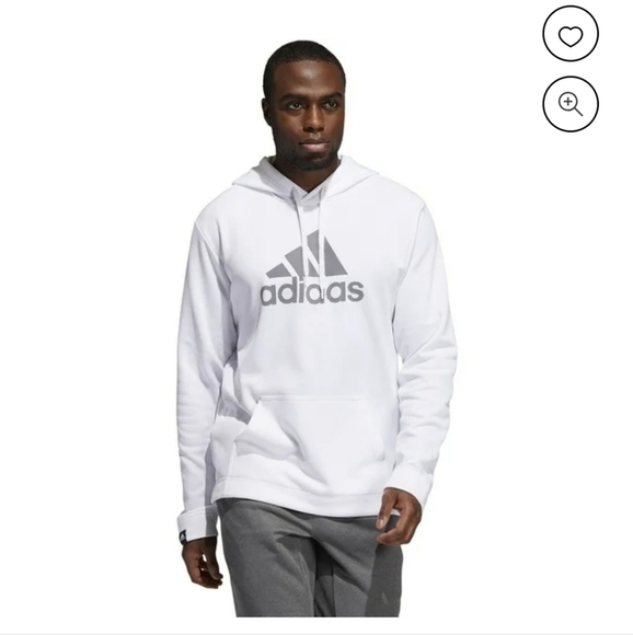 Mens Adidas White Pullover Hoodie Size Small - Picture 1 of 5